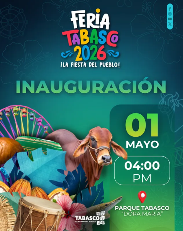 Cartel de inauguración de la Feria Tabasco 2026